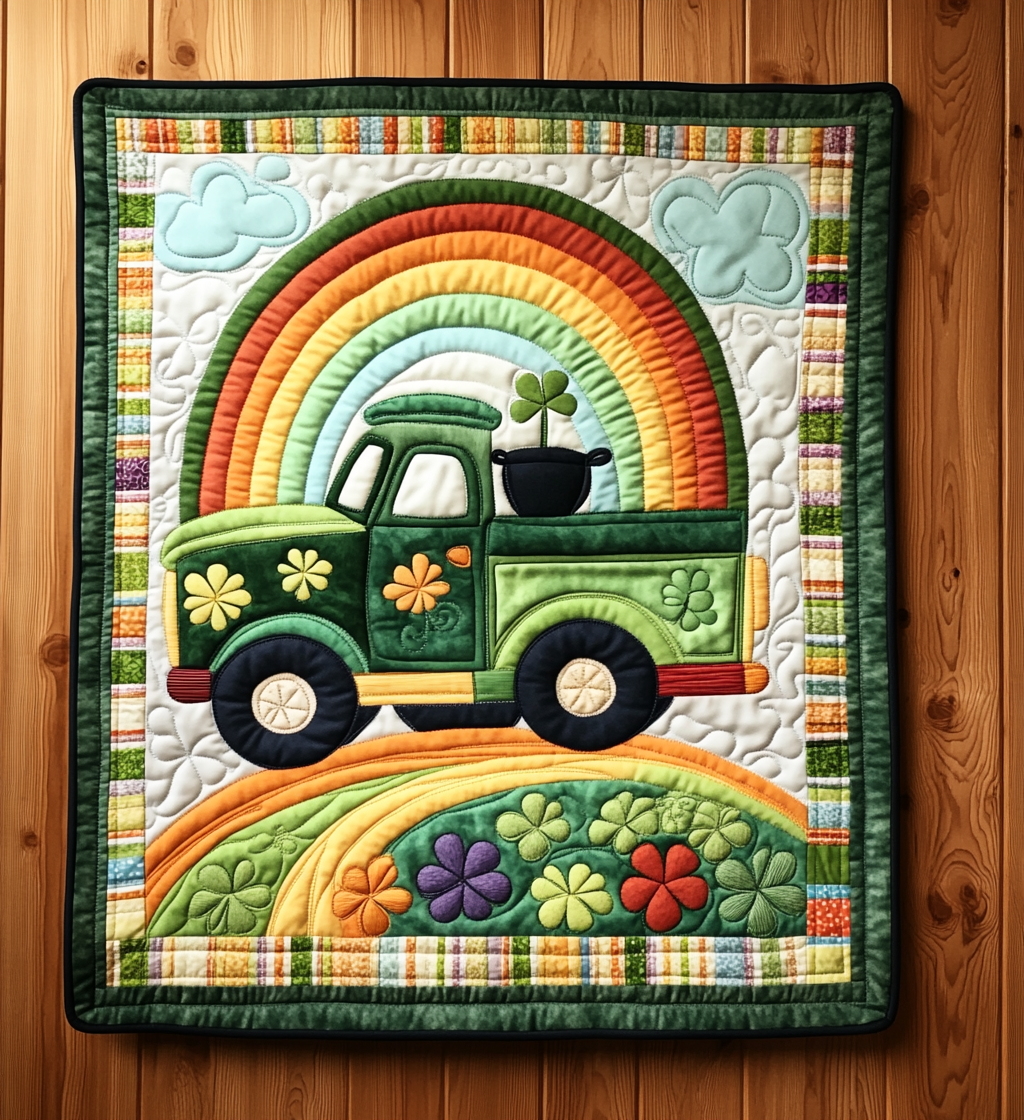 St Patrick's Day Truck DAI241224463 Quilt Blanket