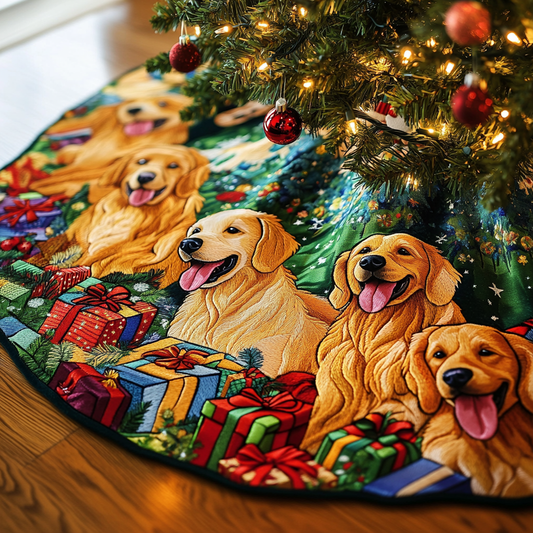 Christmas Golden Retriever TAI091024344 Quilted Tree Skirt