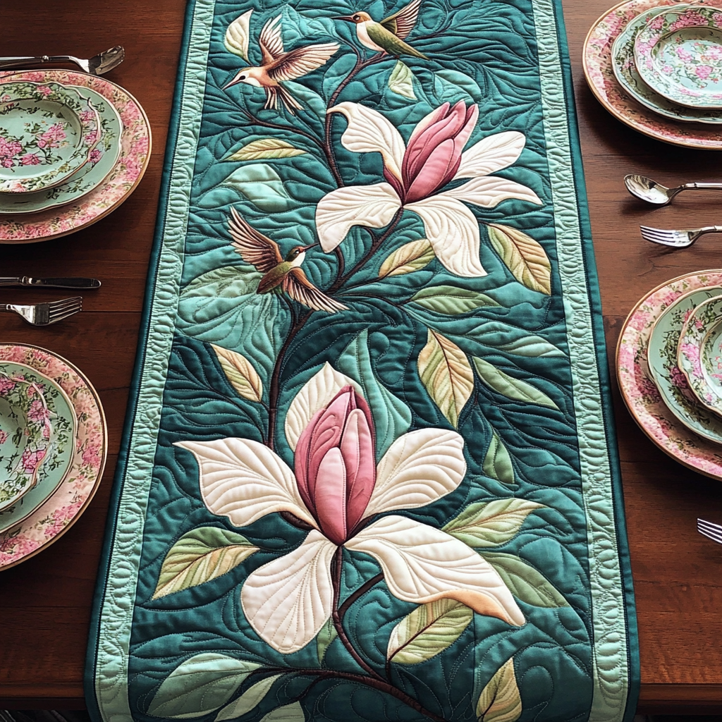 Hummingbird Magnolia DAI190225241 Quilted Table Runner