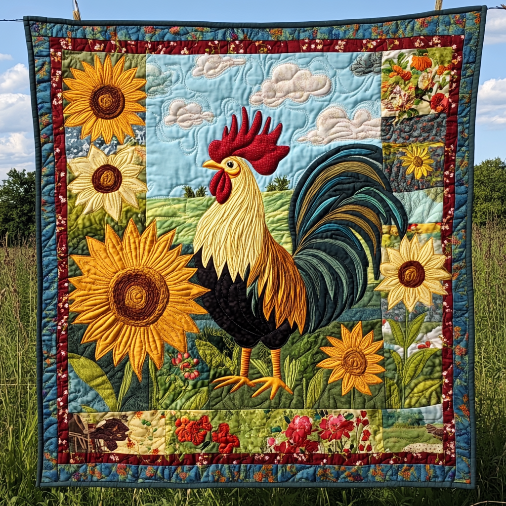 Sunflower Rooster DAI241224414 Quilt Blanket