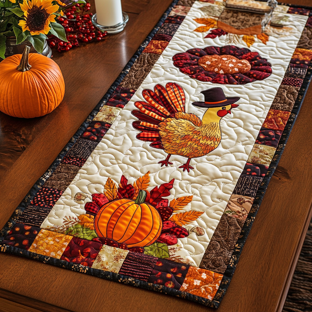 Autumn Turkey TAI041024352 Quilted Table Runner