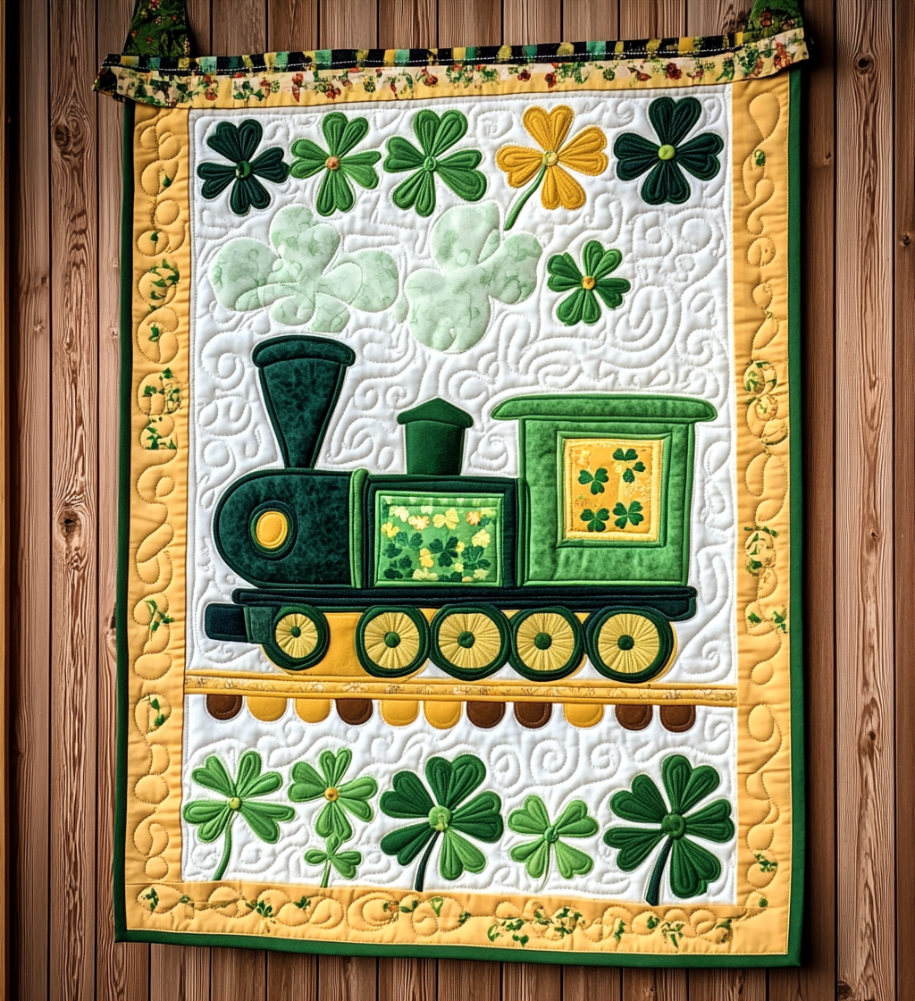 St Patrick's Day Train DAI241224458 Quilt Blanket