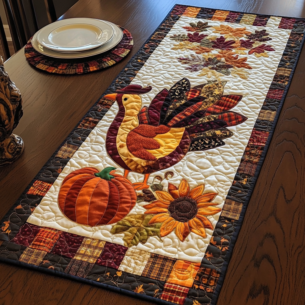 Autumn Turkey TAI041024343 Quilted Table Runner