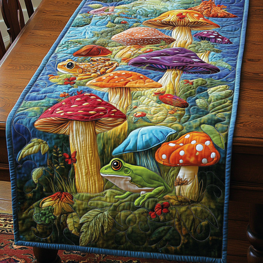 Frog And Mushroom DAI190225280 Quilted Table Runner