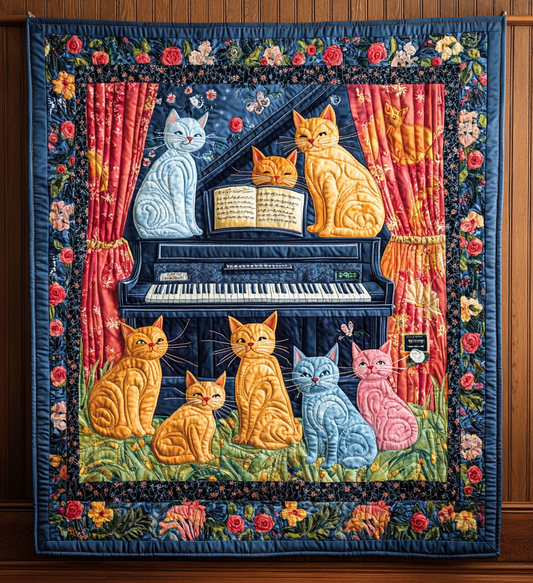 Piano Cat DAI090125227 Quilt Blanket