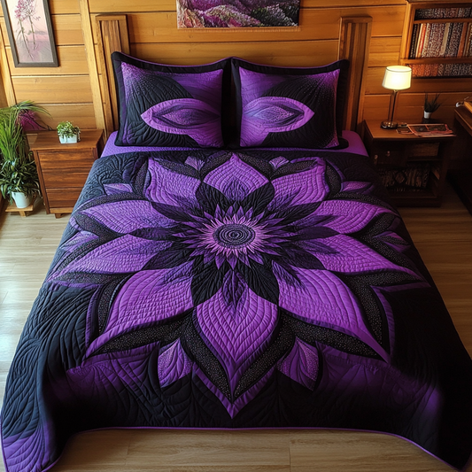 Purple Flower TAI080824130 Quilt Bedding Set