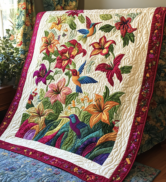 Lily Flower Hummingbird DAI301224050 Quilt Blanket