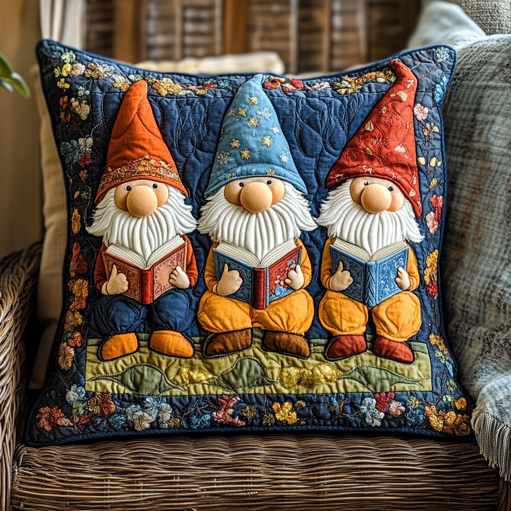 Reading Gnome DAI241224044 Quilted Pillow Case