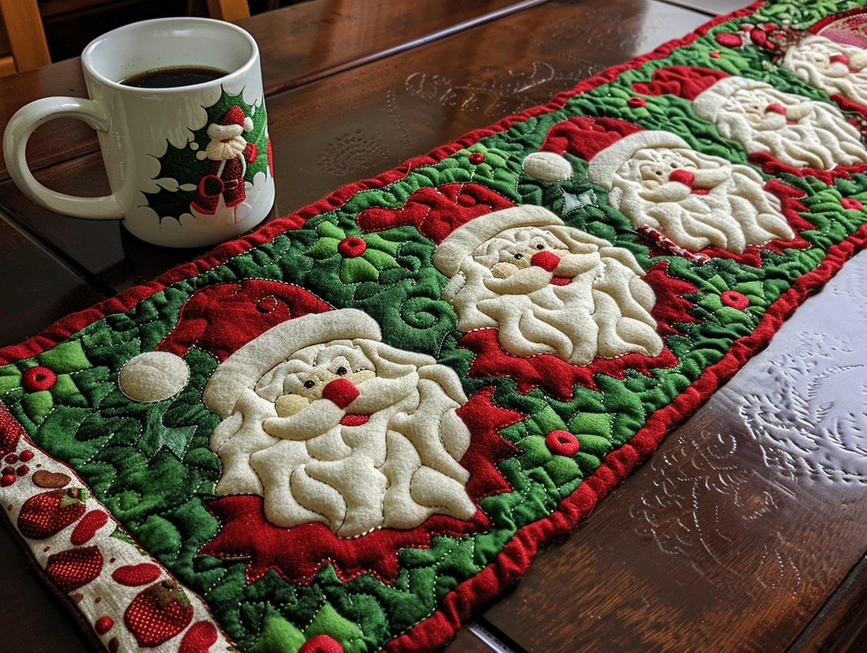 Christmas Santa TAI111124282 Quilted Table Runner