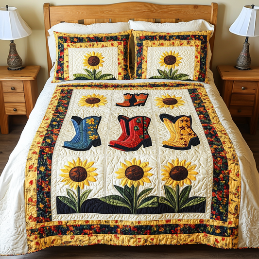 Sunflower Cowboy Boots DAI040924059 Quilt Bedding Set