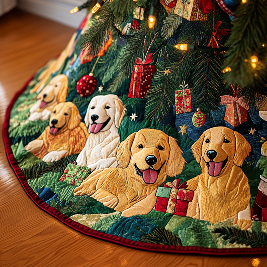 Christmas Golden Retriever TAI091024347 Quilted Tree Skirt