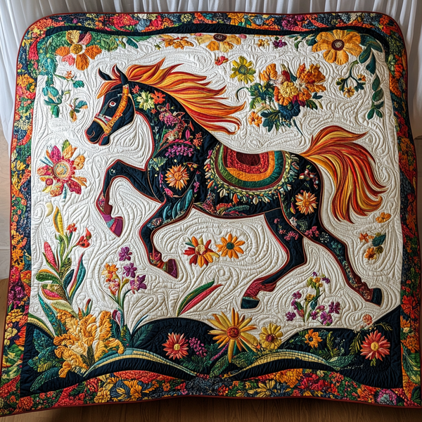Floral Horse TAI181024009 Quilt Blanket Charming Favor