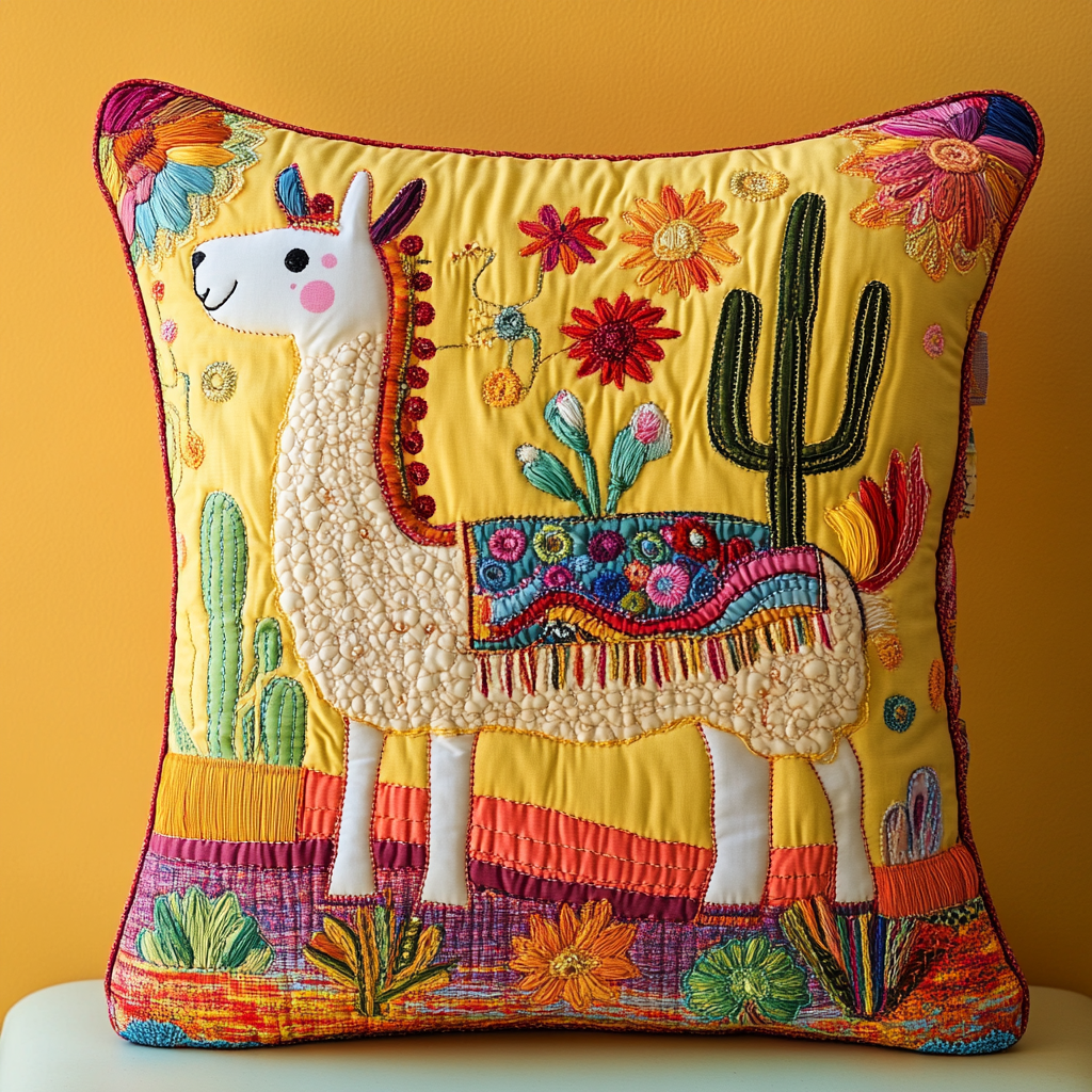 Cactus Llama DAI281124021 Quilted Pillow Case