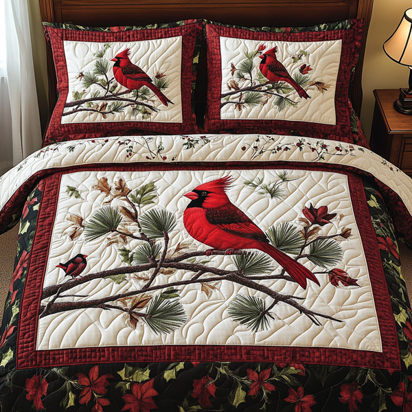 Christmas Cardinal TAI181024174 Quilt Bedding Set Charming Favor