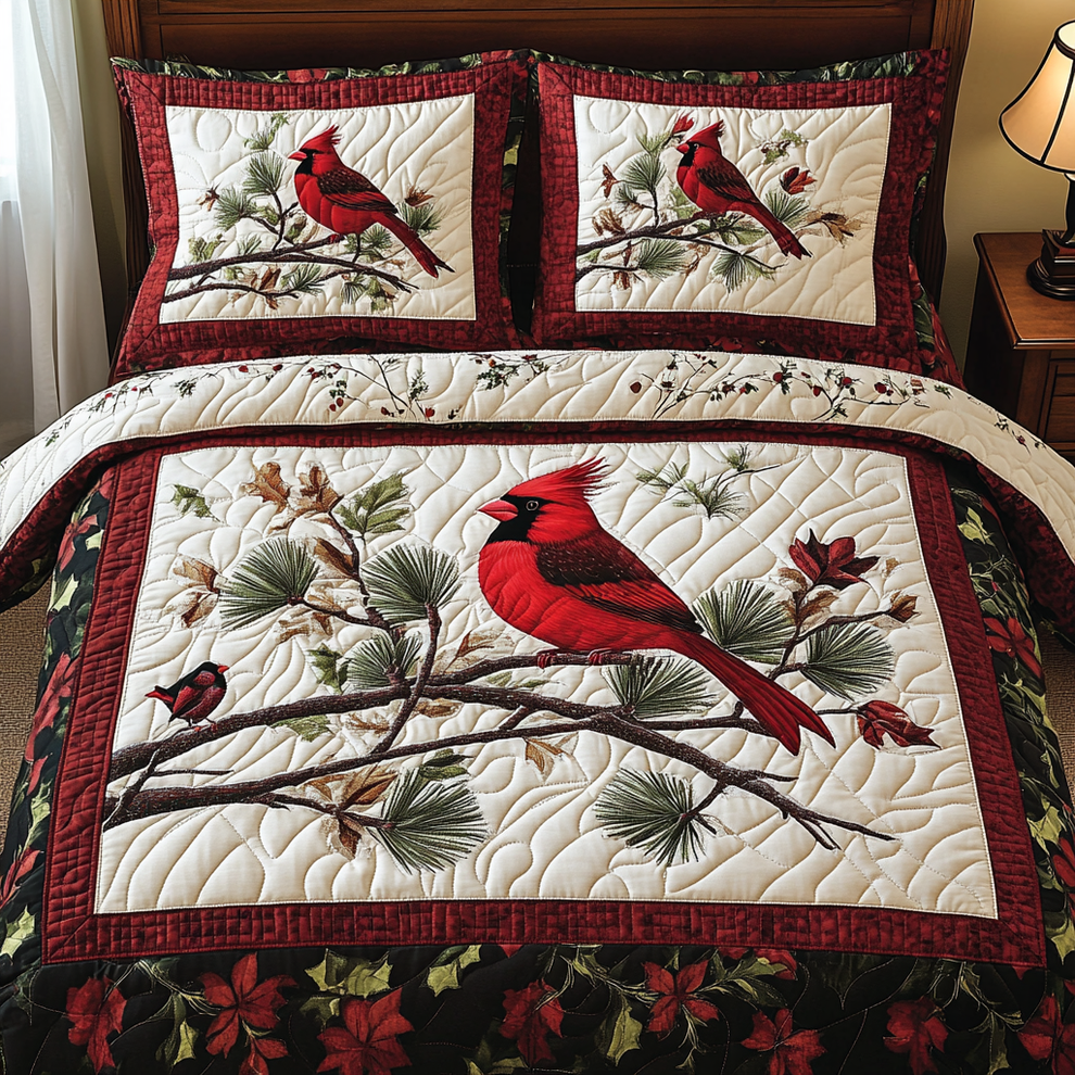 Christmas Cardinal TAI181024174 Quilt Bedding Set Charming Favor