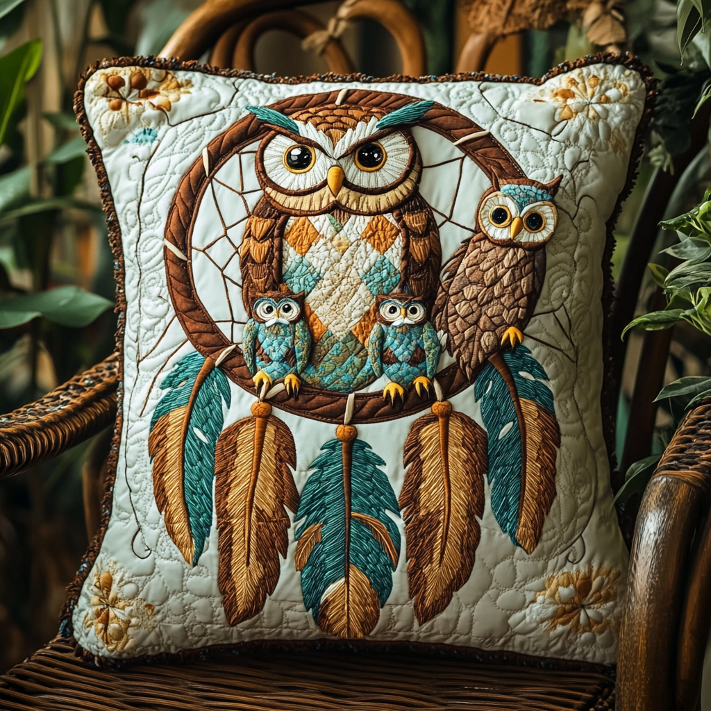 Owl Dreamcatcher DAI241224139 Quilted Pillow Case