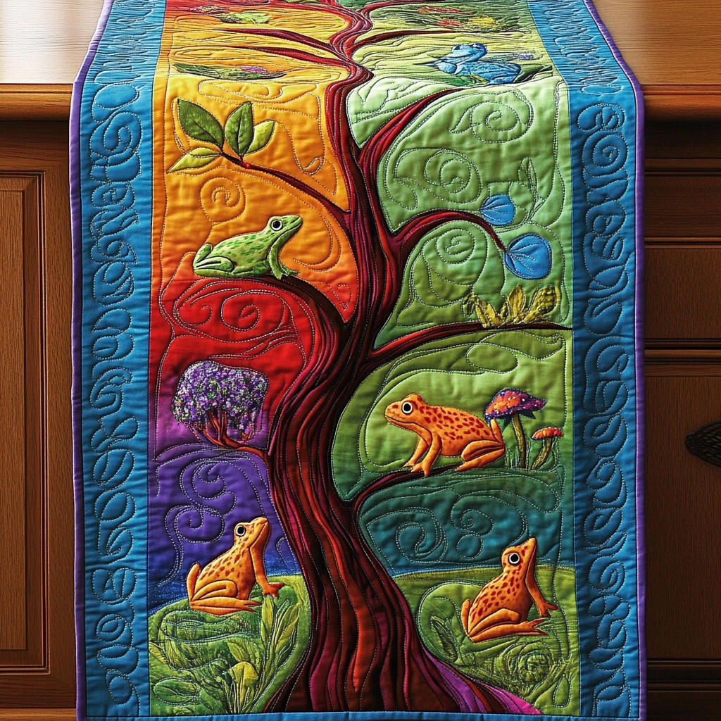 Frog DAI190225281 Quilted Table Runner