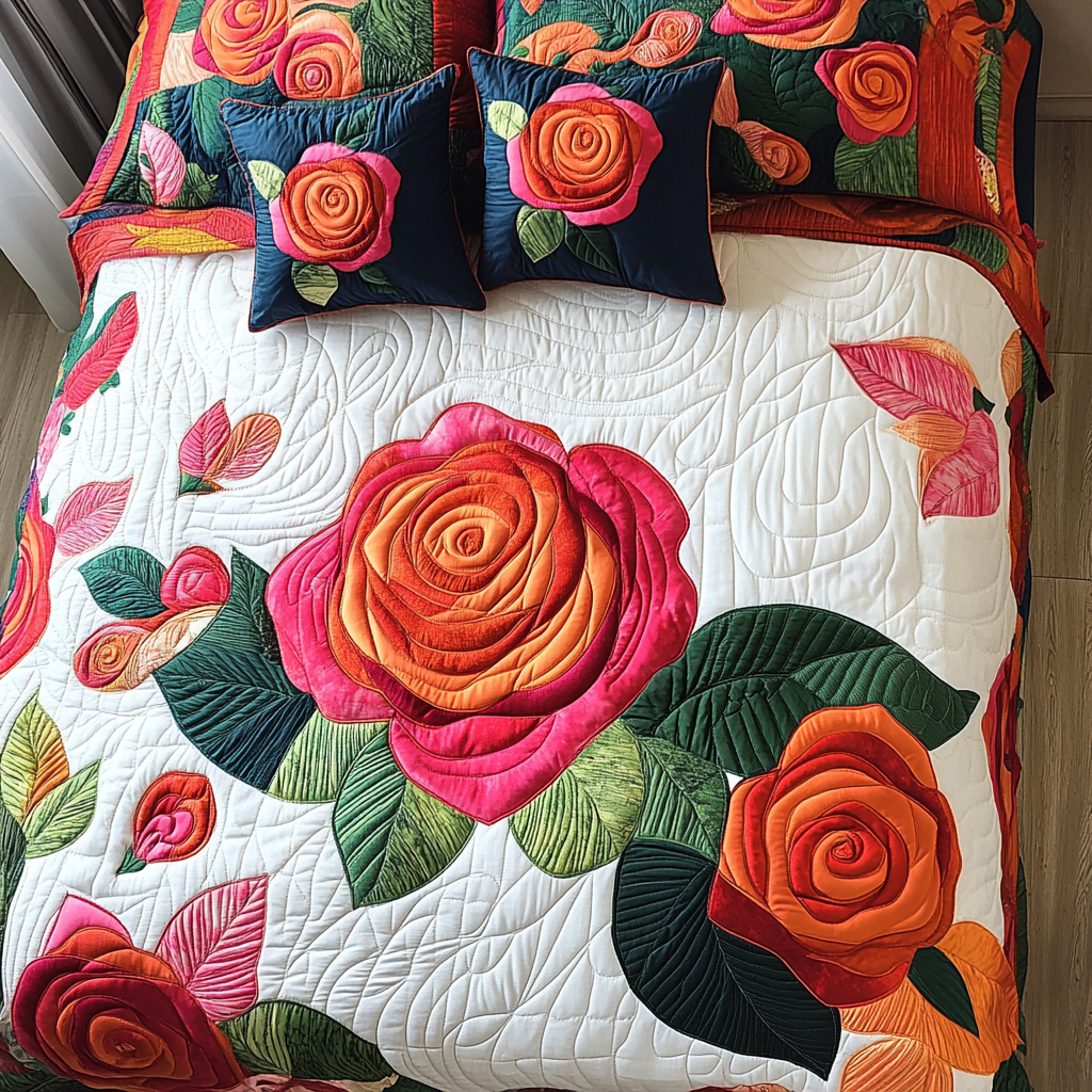 Rose Flower DAI281124138 Quilt Bedding Set