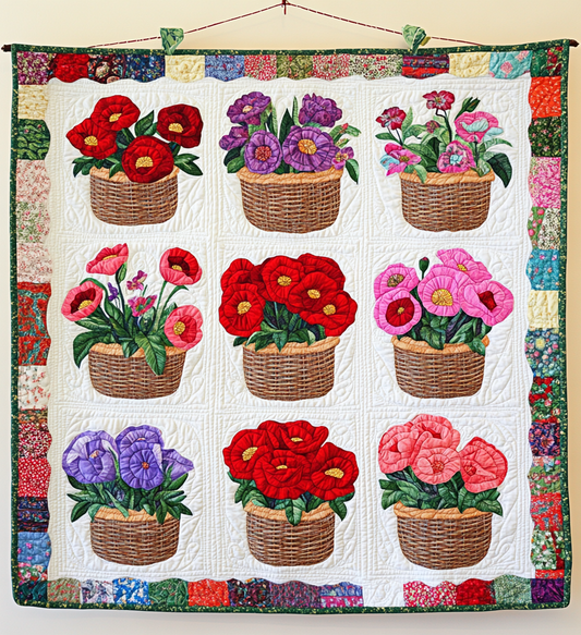 Poppy Flower Basket DAI111124412 Quilt Blanket