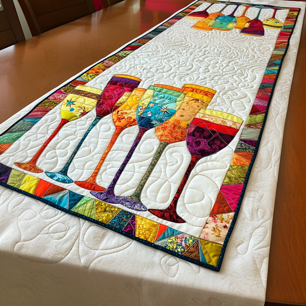 Wine Glass DAI090125292 Quilted Table Runner