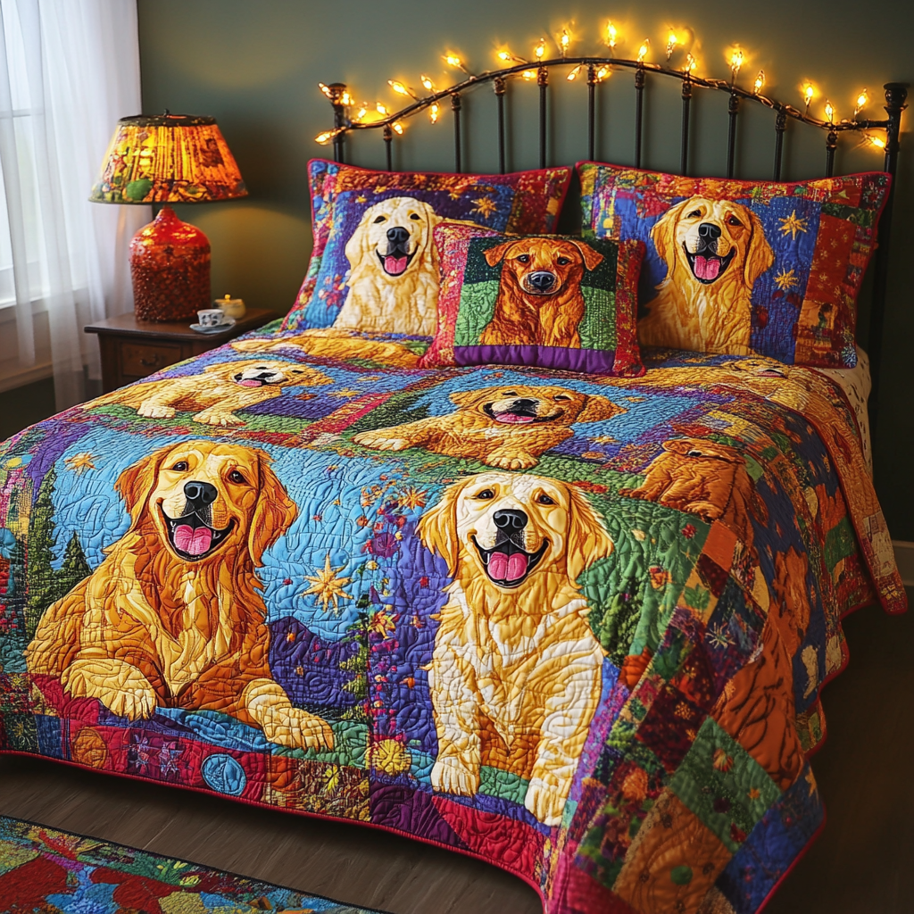 Golden Retriever TAI181024337 Quilt Bedding Set