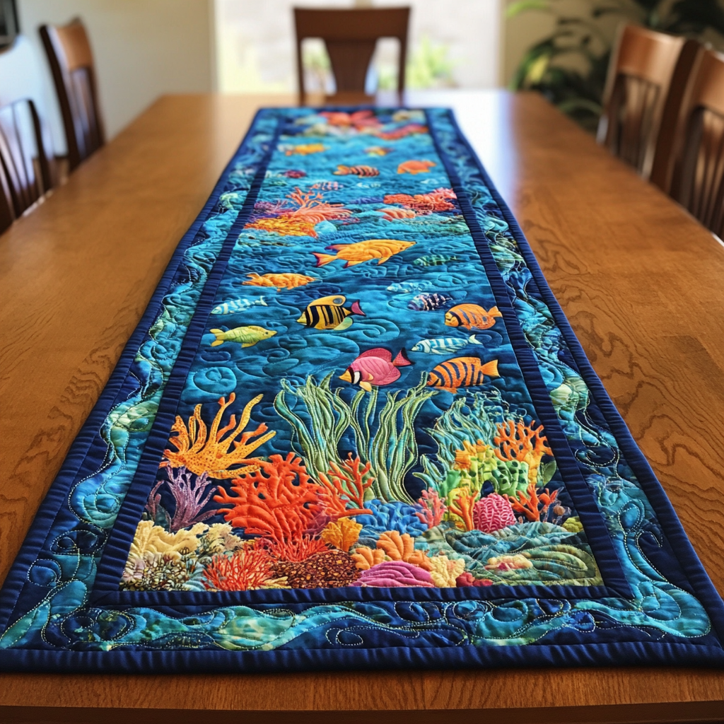 Fish DAI110225348 Quilted Table Runner – Charming Favor