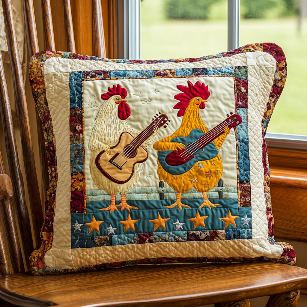 Chicken Guitarist DAI241224106 Quilted Pillow Case