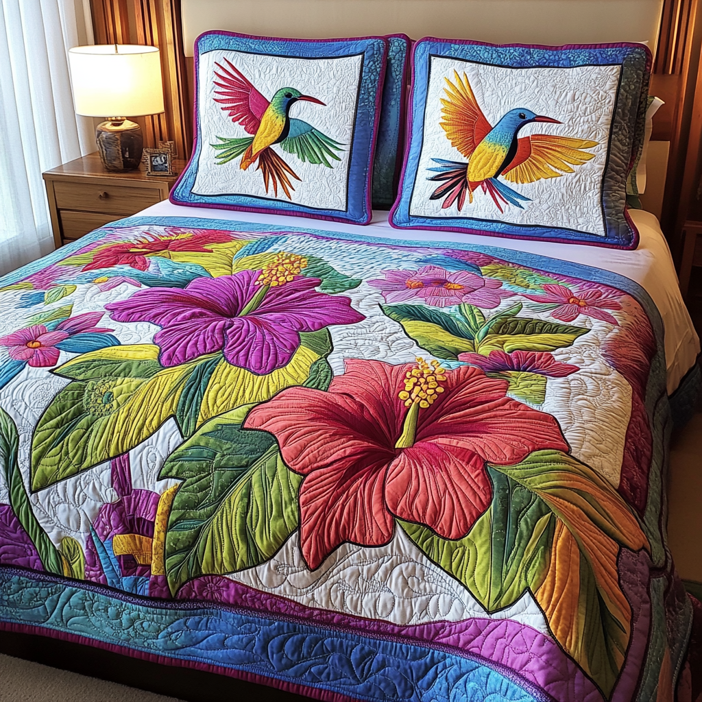 Hibiscus Hummingbird DAI110225194 Quilt Bedding Set