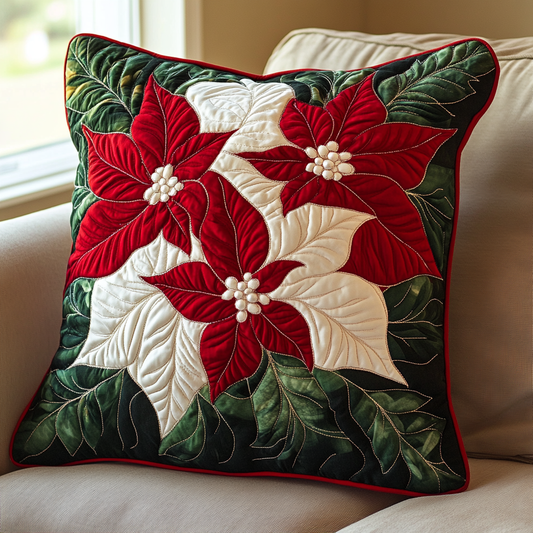 Christmas Poinsettia TAI141124461 Quilted Pillow Case