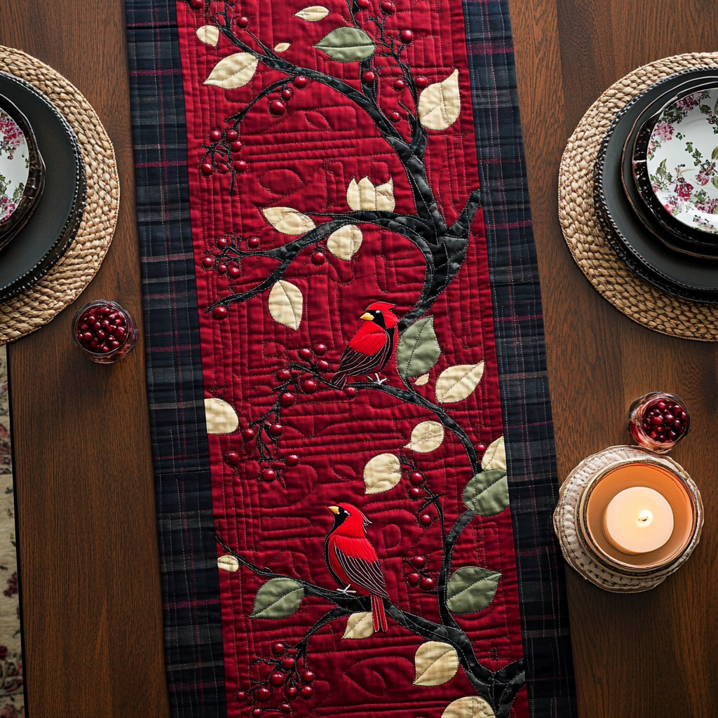 Christmas Cardinal TAI091024376 Quilted Table Runner – Charming Favor