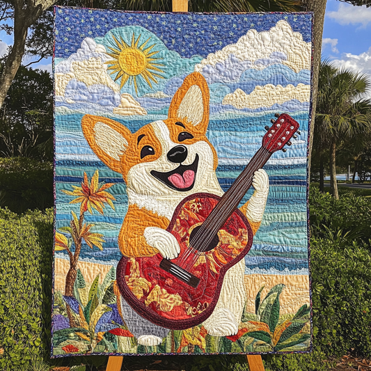 Corgi Guitarist DAI241224348 Quilt Blanket