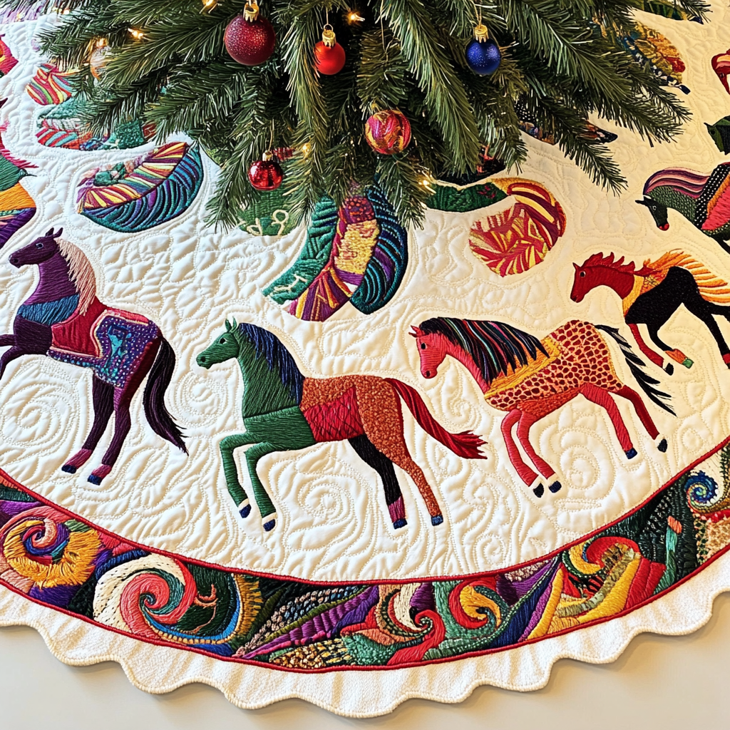 Horse TAI091024366 Quilted Tree Skirt