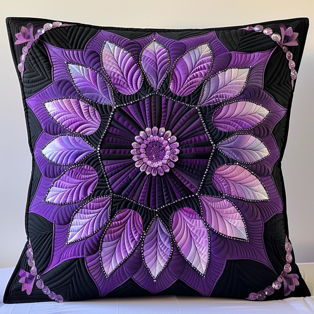 Purple Flower TAI240424170 Quilted Pillow Case