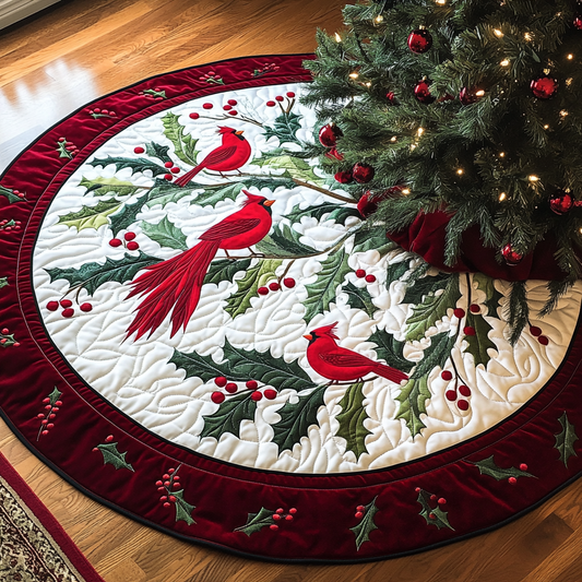 Christmas Cardinal TAI041024131 Quilted Tree Skirt