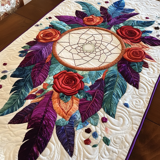 Flower Dreamcatcher DAI110225338 Quilted Table Runner