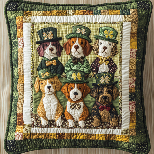 St Patrick's Day Dog DAI241224137 Quilted Pillow Case