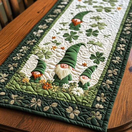 St Patrick's Day Gnome DAI051224170 Quilted Table Runner