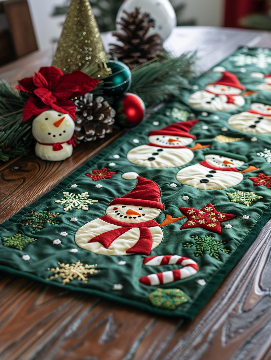 Snowman TAI010824023 Quilted Table Runner