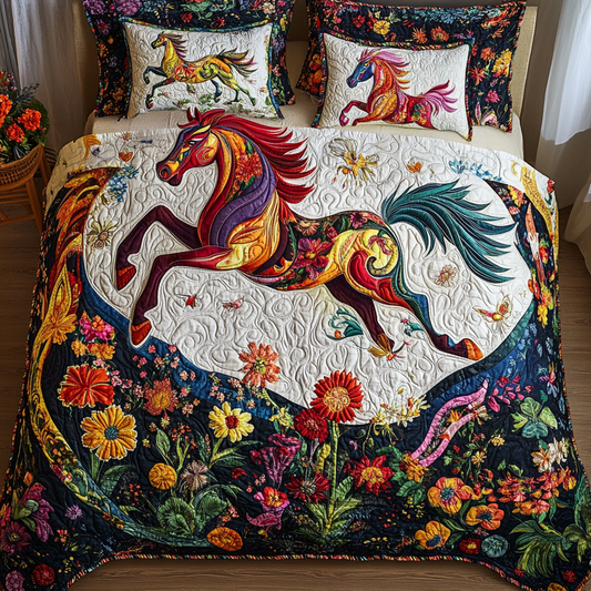 Floral Horse TAI181024212 Quilt Bedding Set