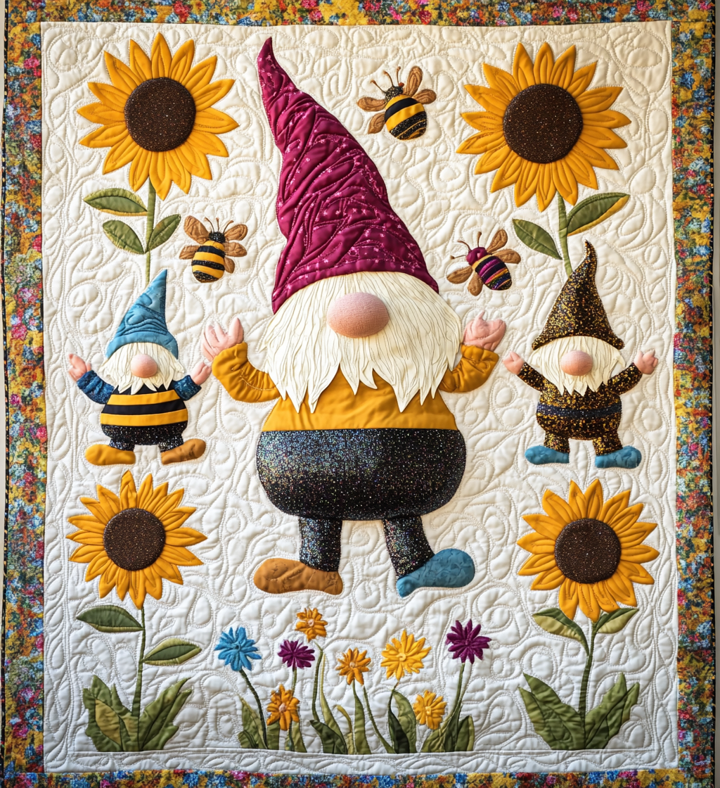 Bee Gnome DAI241224490 Quilt Blanket