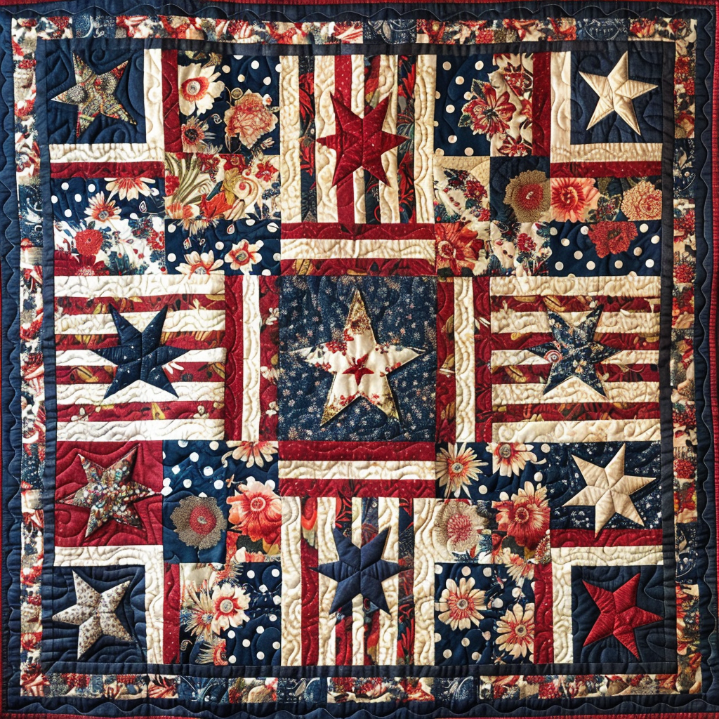 Patriotic Star TAI100724019 Quilt Blanket