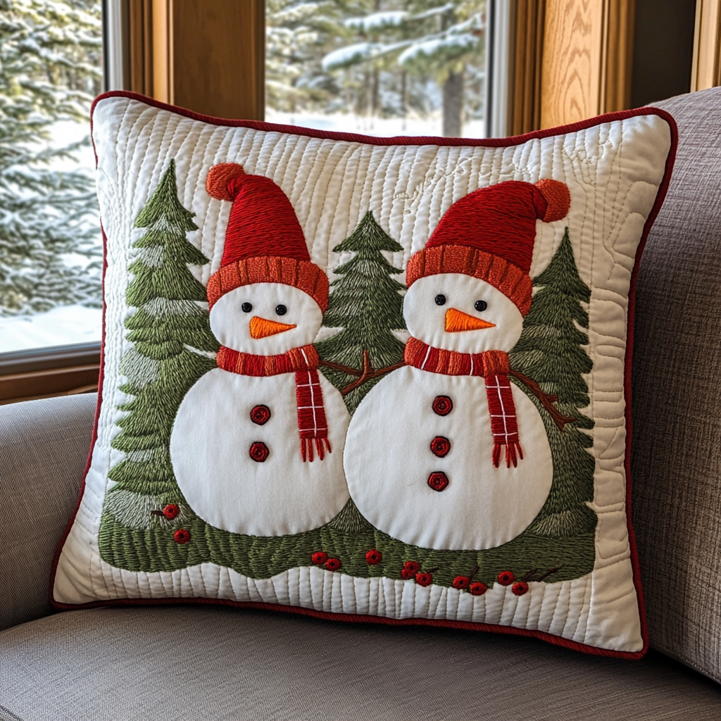 Christmas Snowman TAI141124349 Quilted Pillow Case