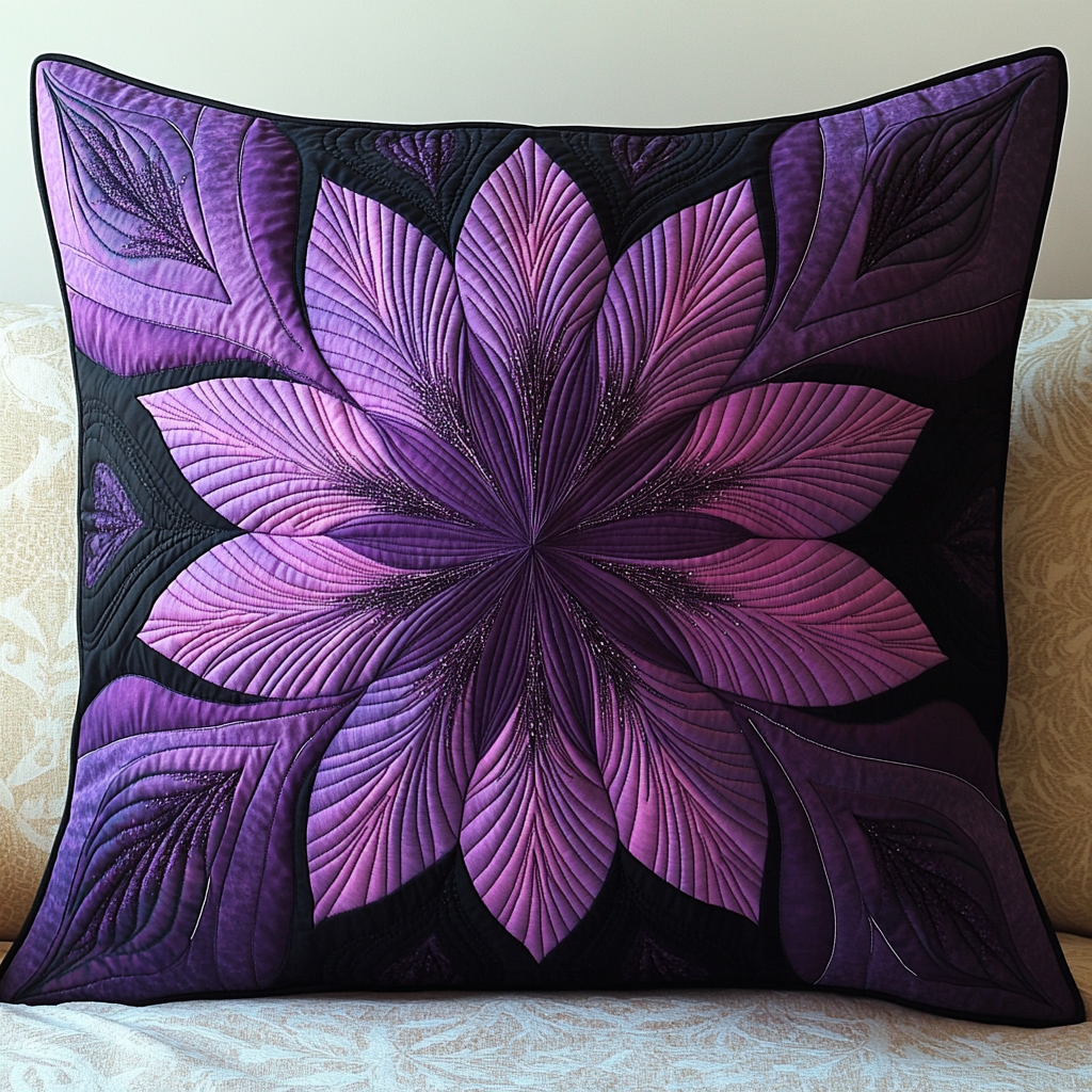 Purple Flower TAI130824148 Quilted Pillow Case