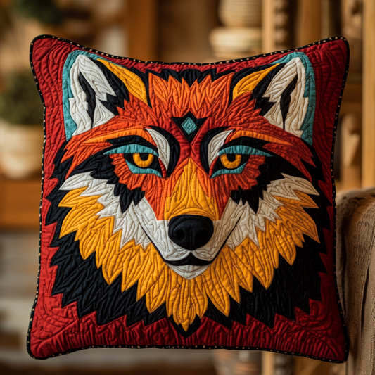 Native American Wolf DAI171224132 Quilted Pillow Case