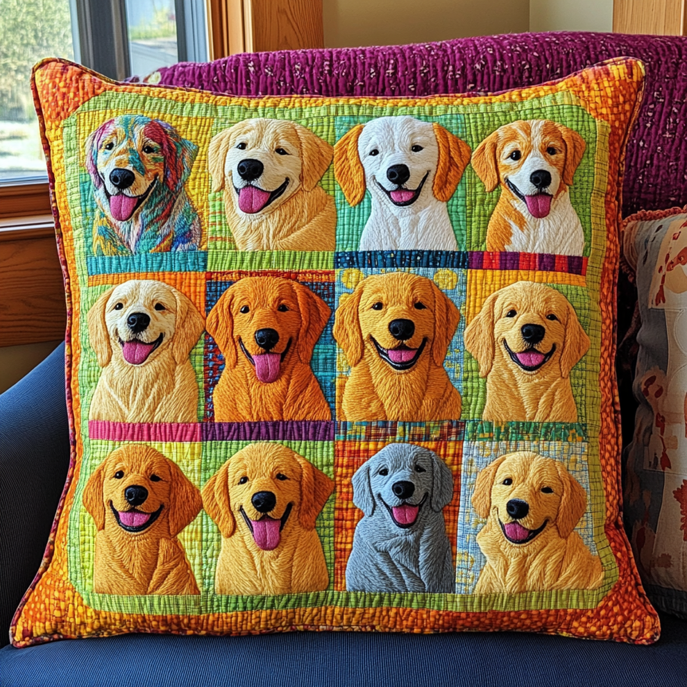 Golden Retriever TAI181024506 Quilted Pillow Case Charming Favor