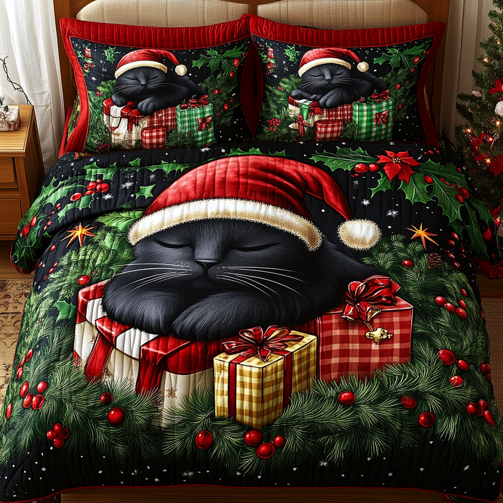 Christmas Sleepy Cat TAI201124222 Quilt Bedding Set