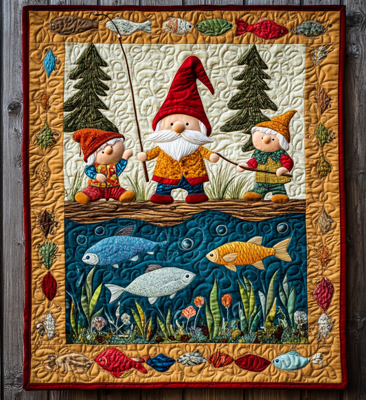 Fishing Gnome DAI241224500 Quilt Blanket