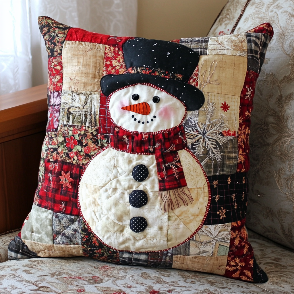 Christmas Snowman TAI130824227 Quilted Pillow Case