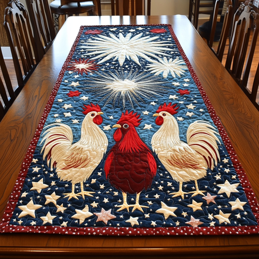 Patriotic Rooster DAI110225378 Quilted Table Runner