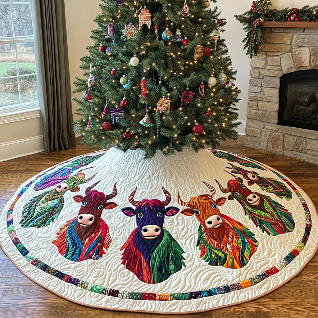 Highland Cow DAI231124138 Quilted Tree Skirt